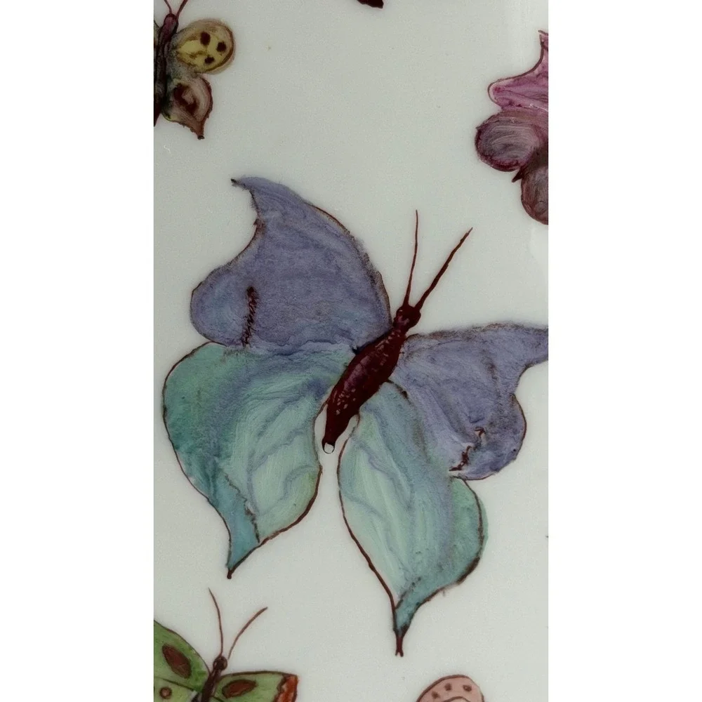 Gerold Porzellan Bavaria Butterfly Vase Hand Painted Germany Floral‎